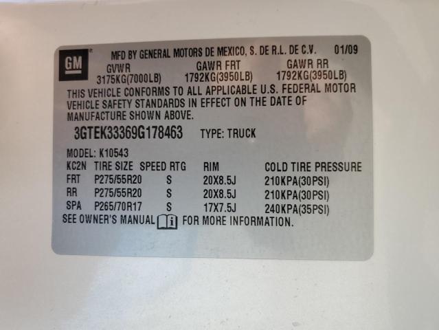 2009 GMC Sierra K1500 Slt VIN: 3GTEK33369G178463 Lot: 58643434