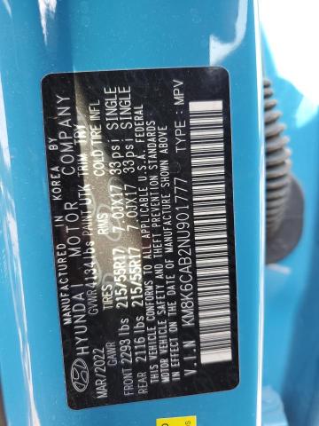 2022 Hyundai Kona Sel VIN: KM8K6CAB2NU901777 Lot: 58132914