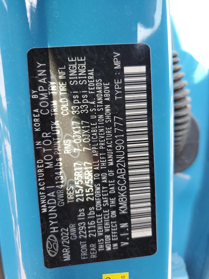 KM8K6CAB2NU901777 2022 Hyundai Kona Sel