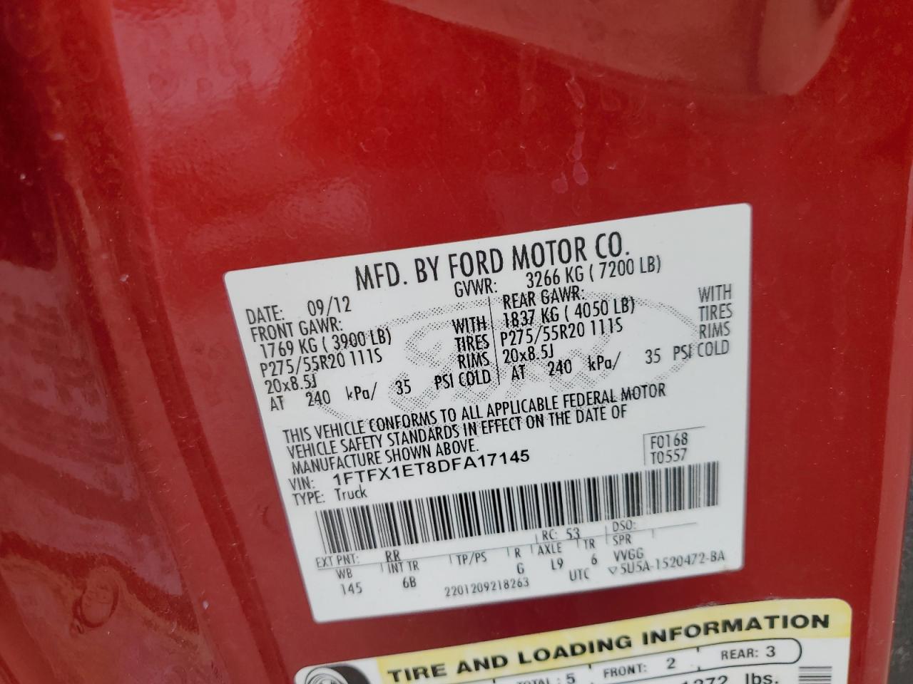 1FTFX1ET8DFA17145 2013 Ford F150 Super Cab