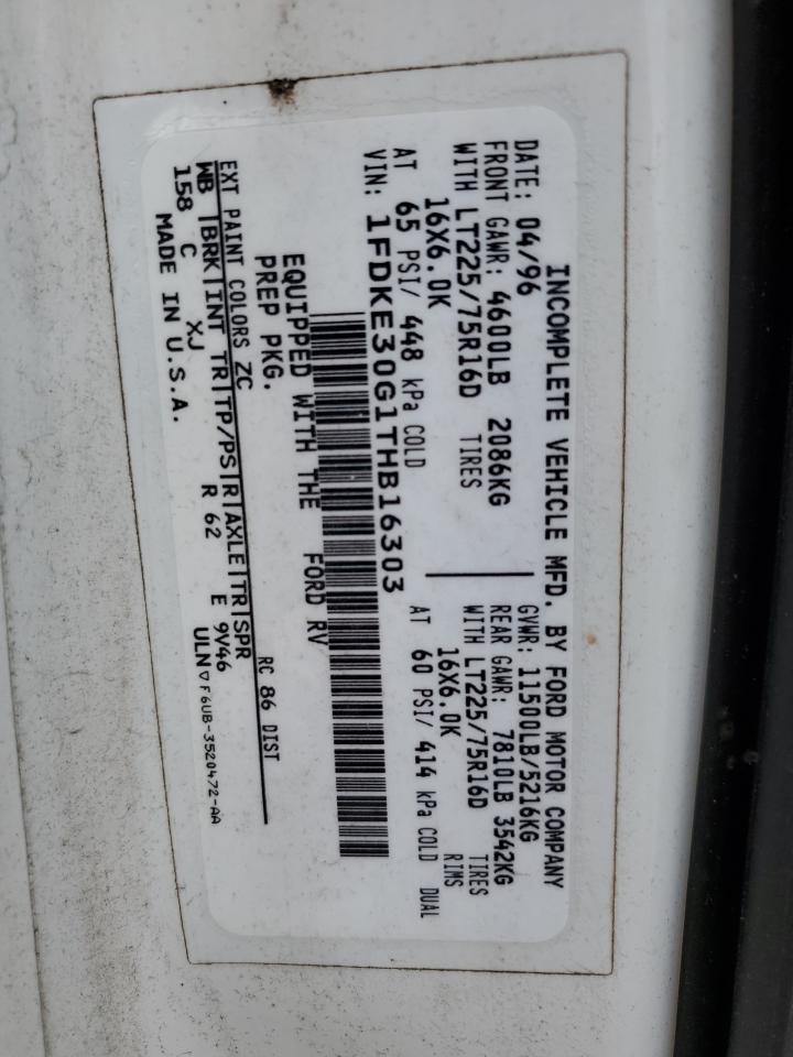 1FDKE30G1THB16303 1996 Ford Econoline E350 Cutaway Van