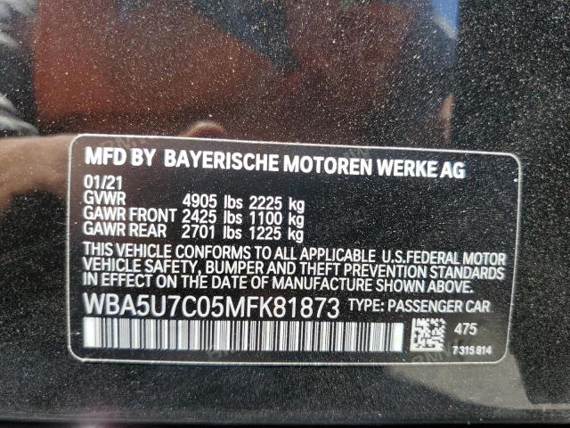 2021 BMW M340I VIN: WBA5U7C05MFK81873 Lot: 60778664