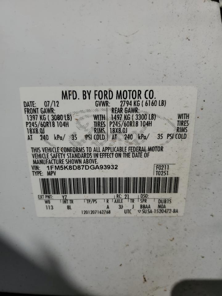 1FM5K8D87DGA93932 2013 Ford Explorer Xlt