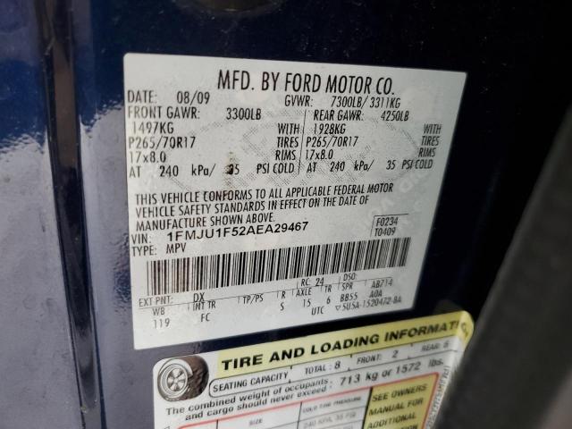 2010 Ford Expedition Xlt VIN: 1FMJU1F52AEA29467 Lot: 59869184