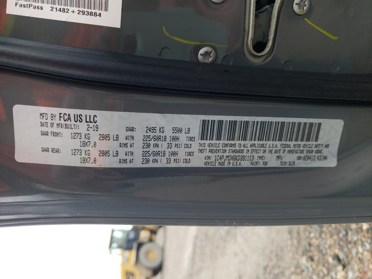 1C4PJMDX6KD391113 2019 Jeep Cherokee Limited