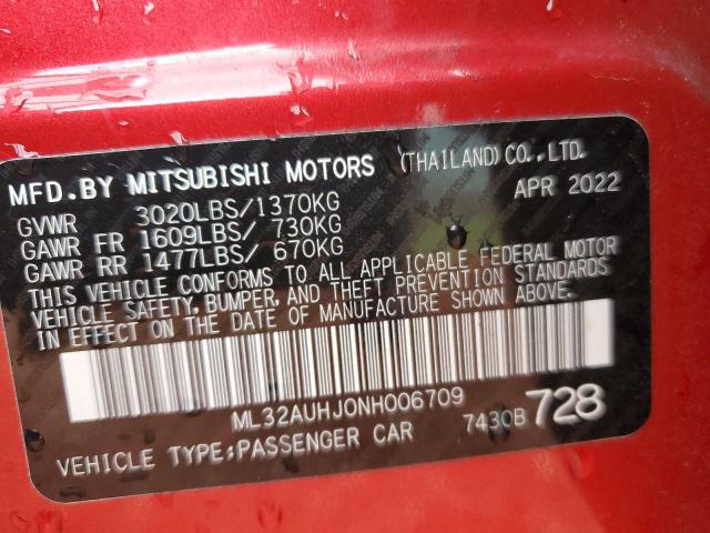 2022 Mitsubishi Mirage Es VIN: ML32AUHJ0NH006709 Lot: 57672714