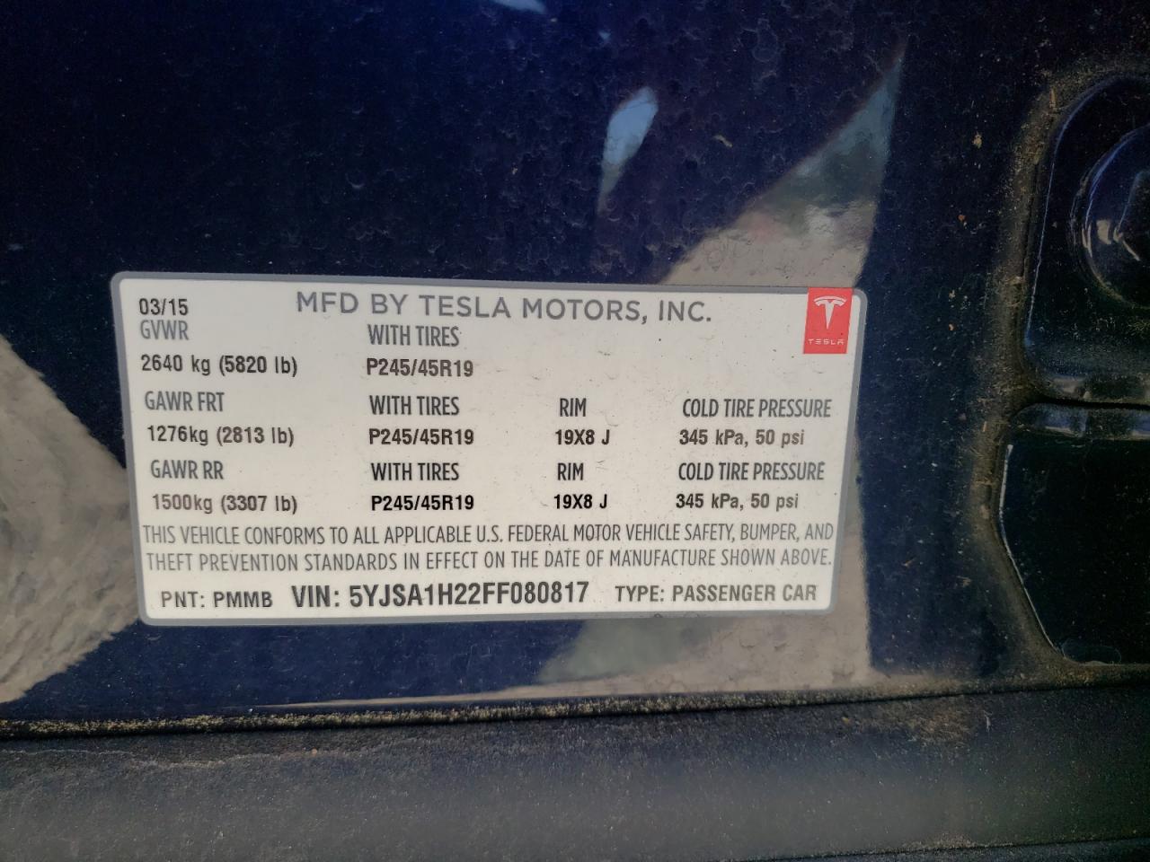 5YJSA1H22FF080817 2015 Tesla Model S 85D