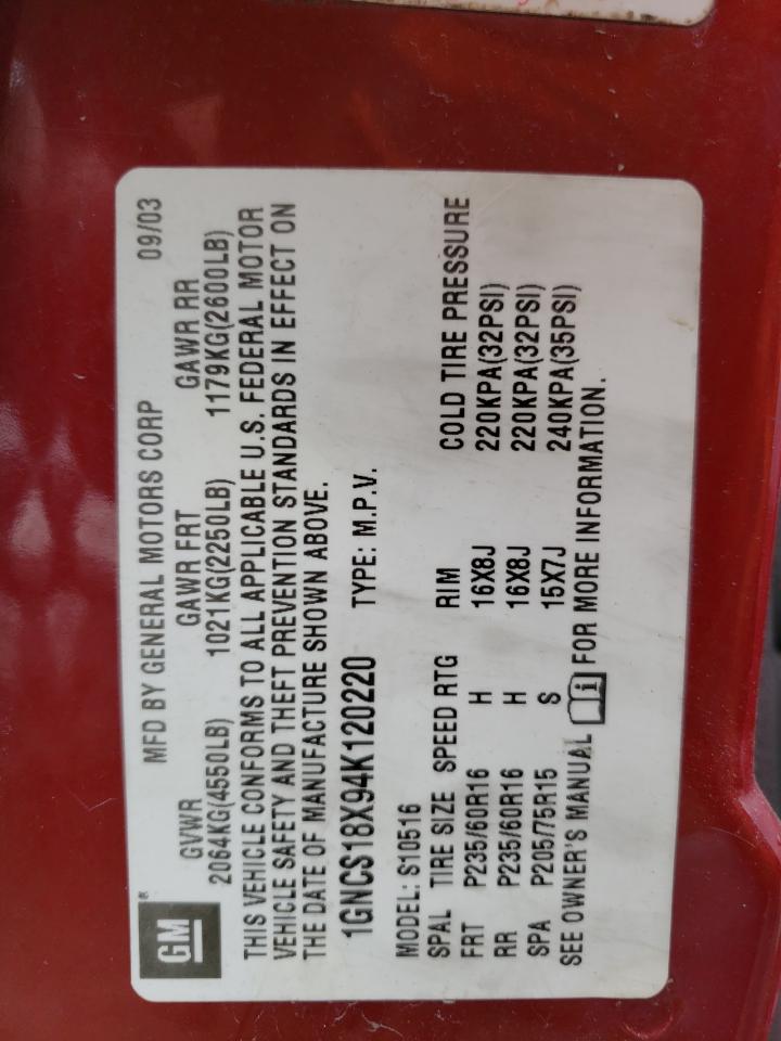 1GNCS18X94K120220 2004 Chevrolet Blazer