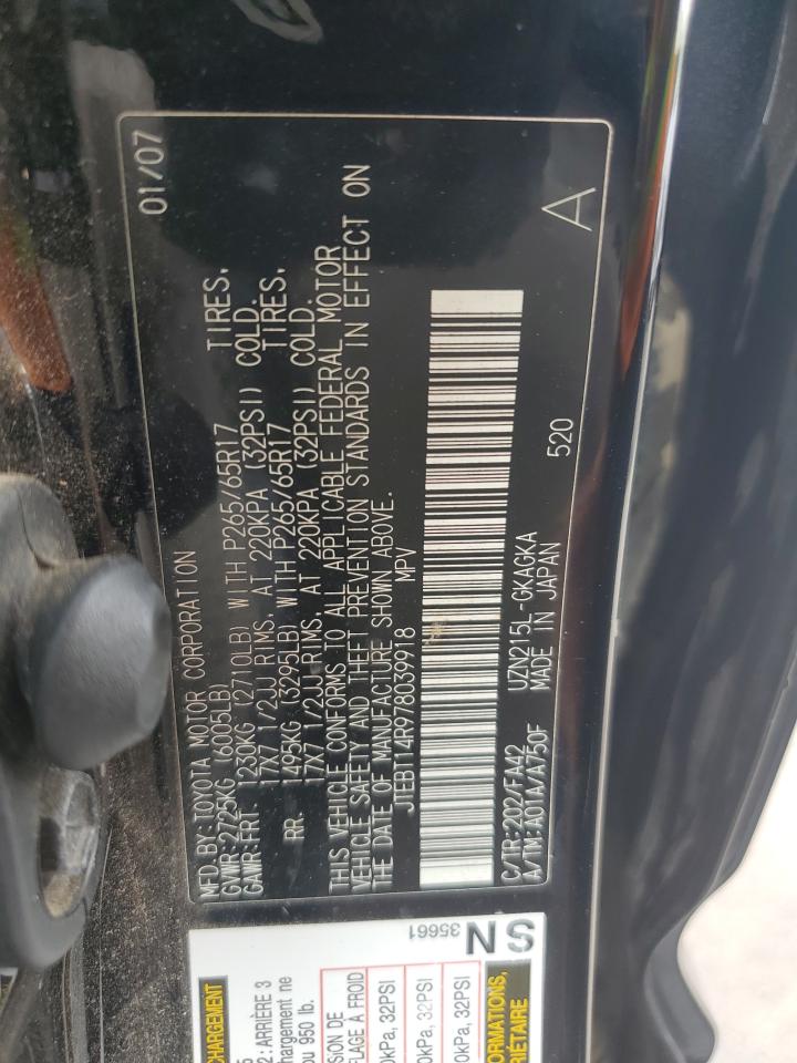 JTEBT14R978039918 2007 Toyota 4Runner Sr5