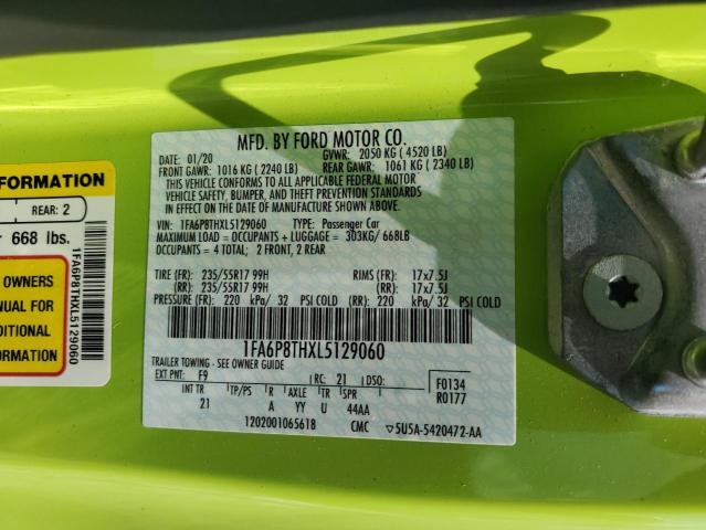 2020 Ford Mustang VIN: 1FA6P8THXL5129060 Lot: 57287794