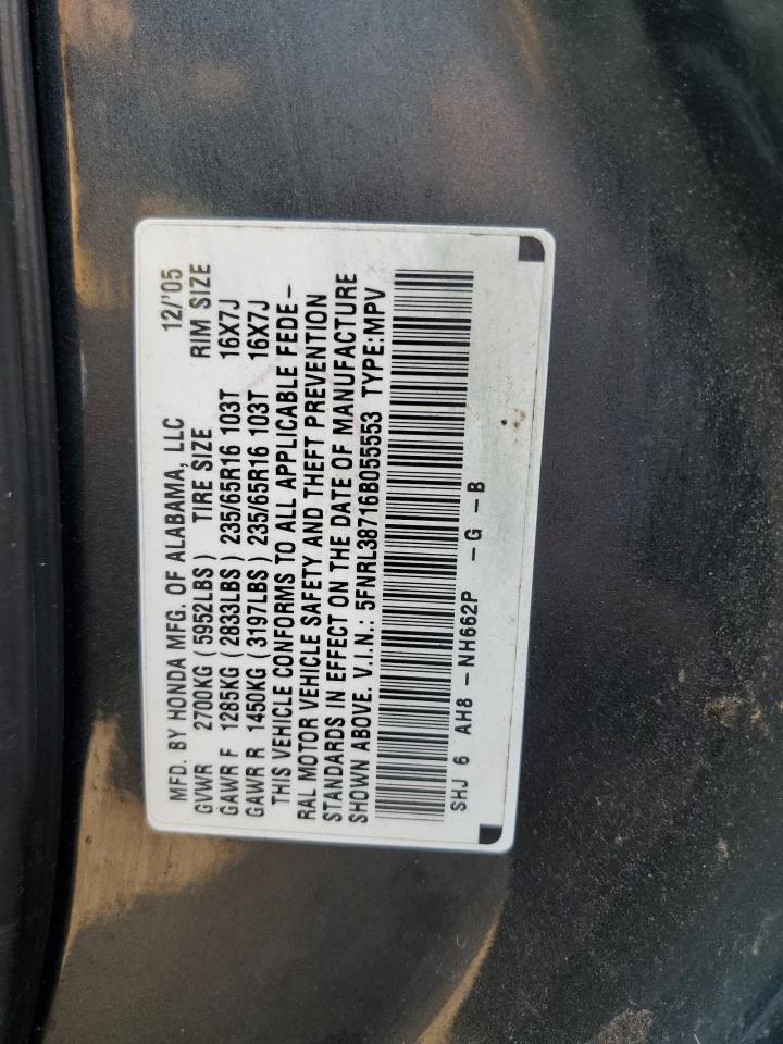 5FNRL38716B055553 2006 Honda Odyssey Exl