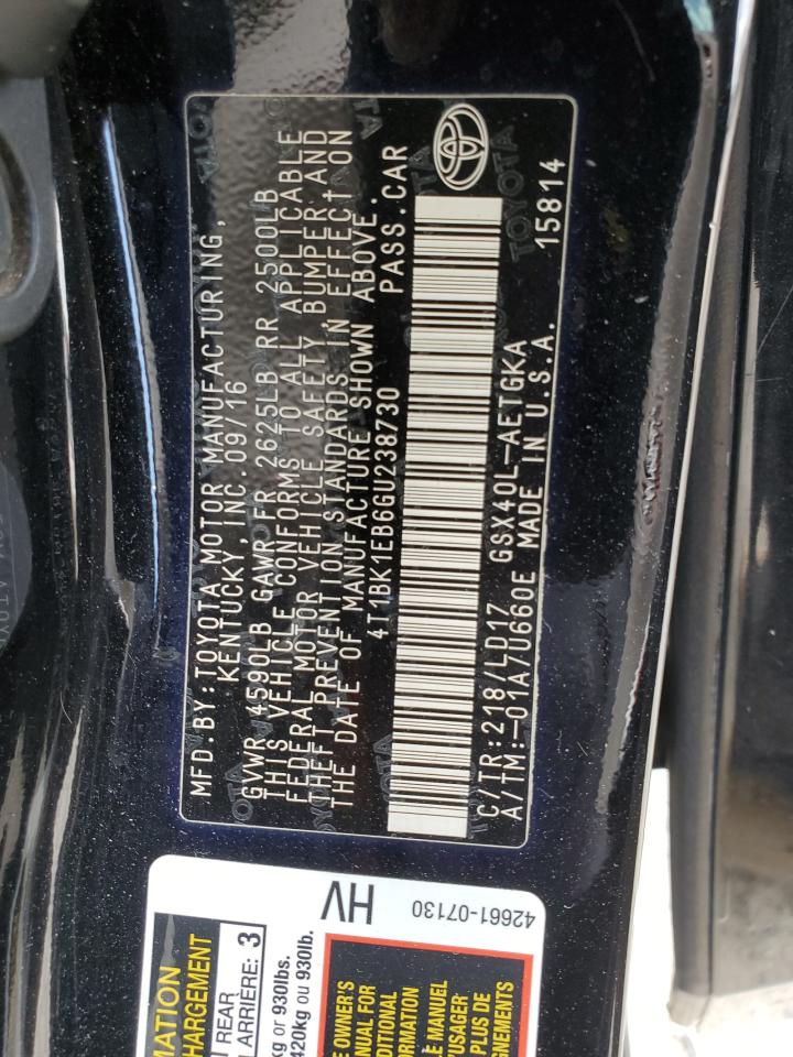 4T1BK1EB6GU238730 2016 Toyota Avalon Xle