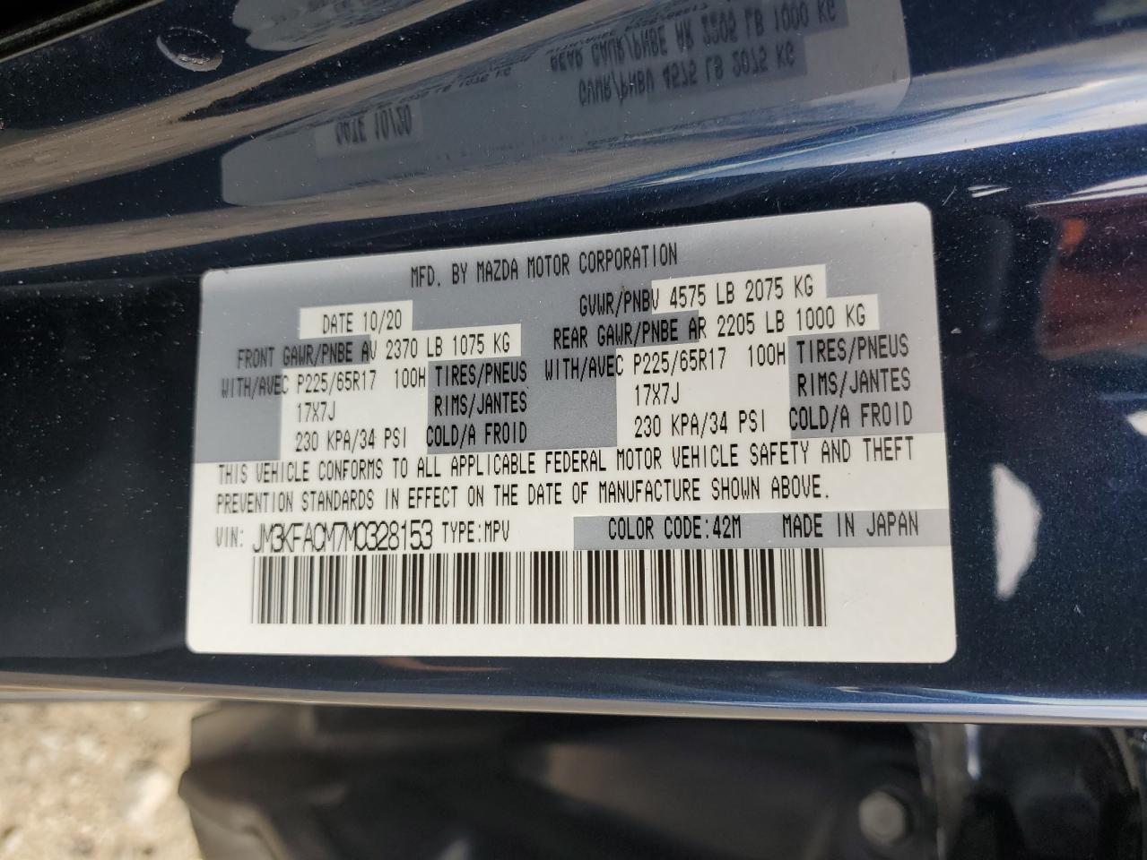 JM3KFACM7M0328153 2021 Mazda Cx-5 Touring