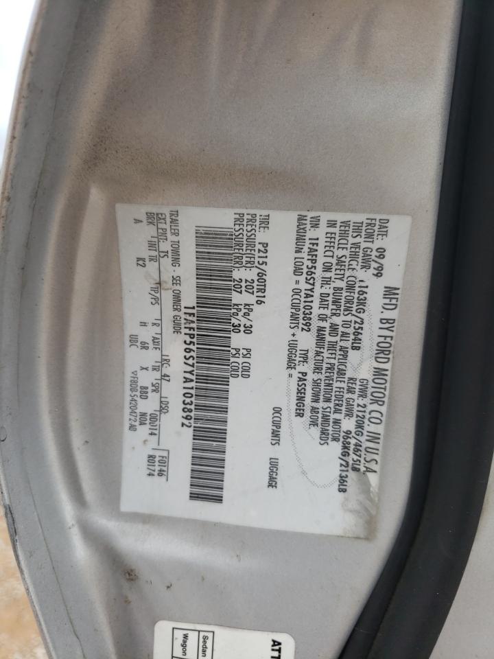 1FAFP56S7YA103892 2000 Ford Taurus Sel