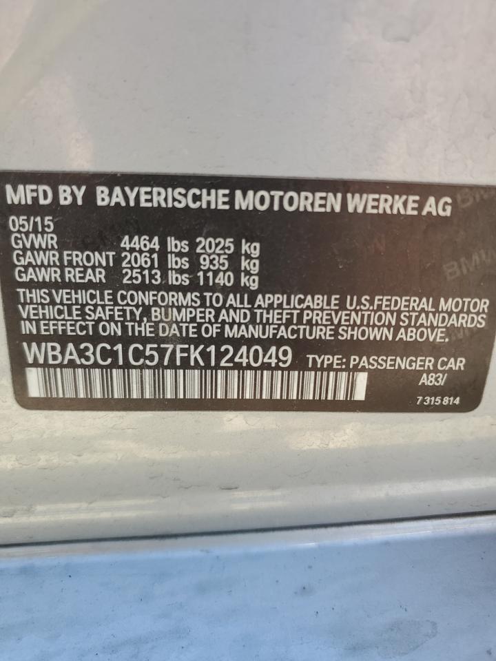 WBA3C1C57FK124049 2015 BMW 328 I Sulev