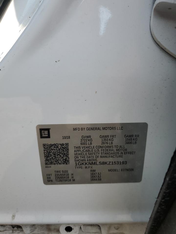 1GKKNMLS8KZ153193 2019 GMC Acadia Slt-1