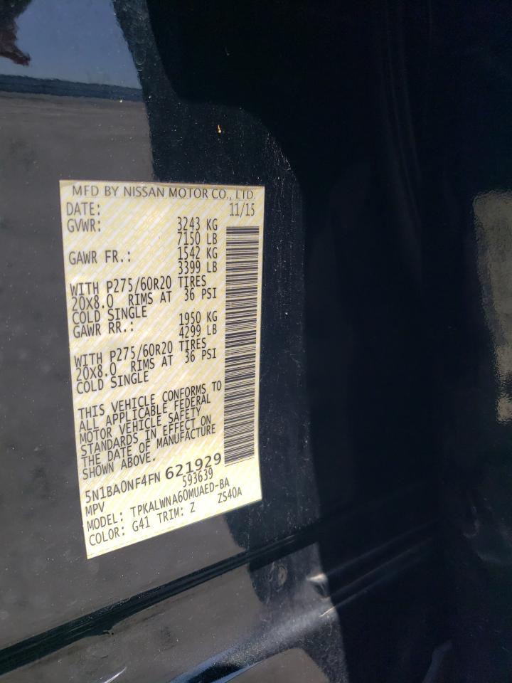 5N1BA0NF4FN621929 2015 Nissan Armada Platinum