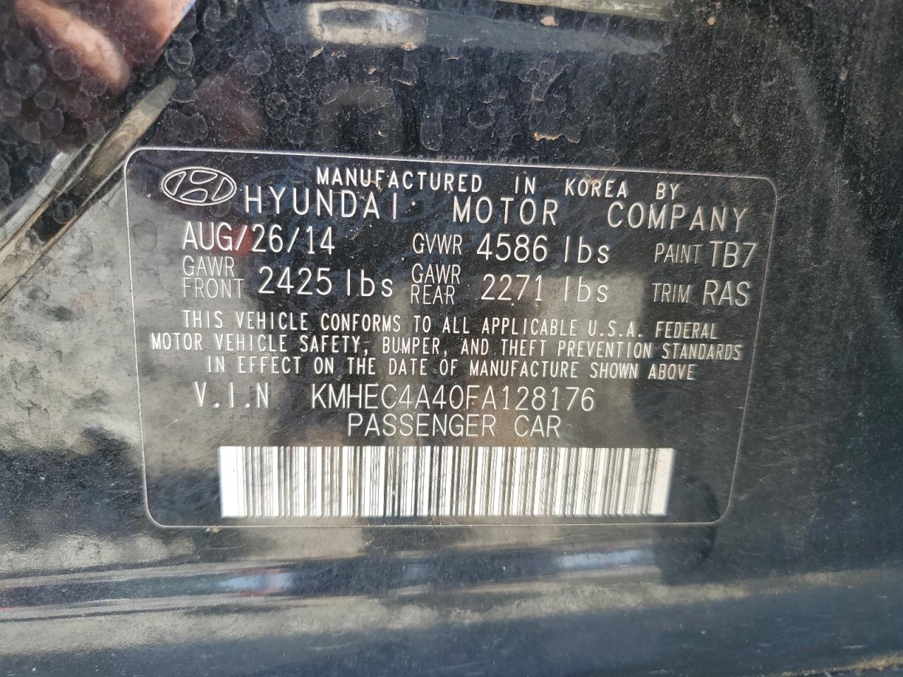 KMHEC4A40FA128176 2015 Hyundai Sonata Hybrid