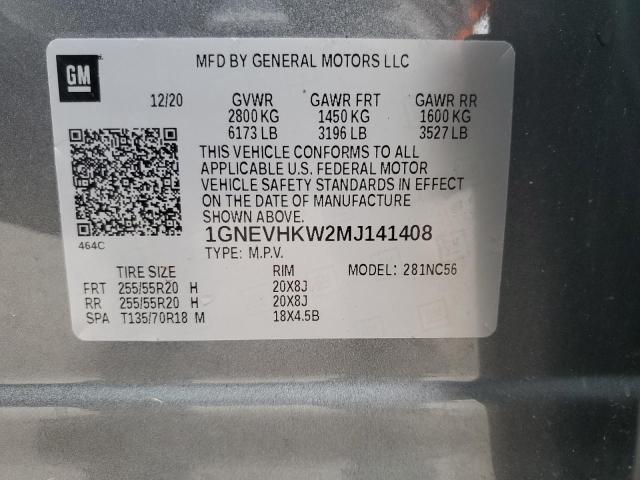 2021 Chevrolet Traverse Lt VIN: 1GNEVHKW2MJ141408 Lot: 57845064