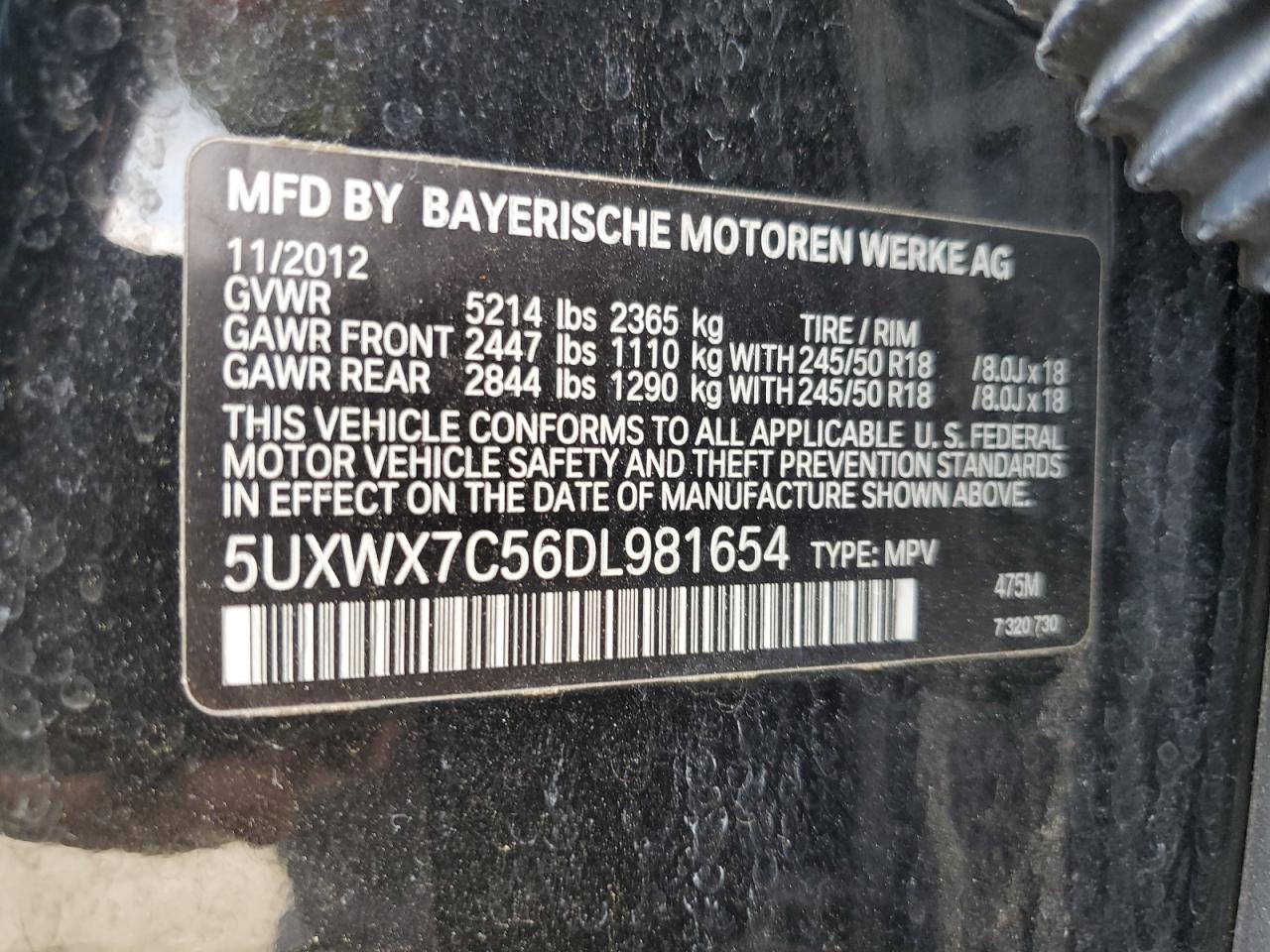 5UXWX7C56DL981654 2013 BMW X3 xDrive35I