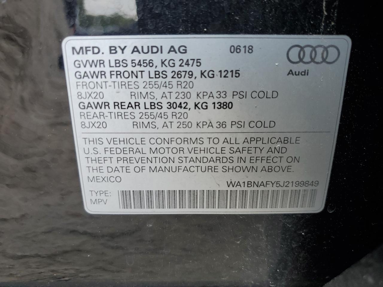 WA1BNAFY5J2199849 2018 Audi Q5 Premium Plus