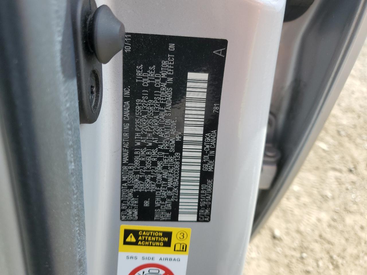 2T2ZK1BA2CC068139 2012 Lexus Rx 350