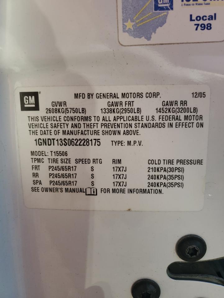 1GNDT13S062228175 2006 Chevrolet Trailblazer Ls