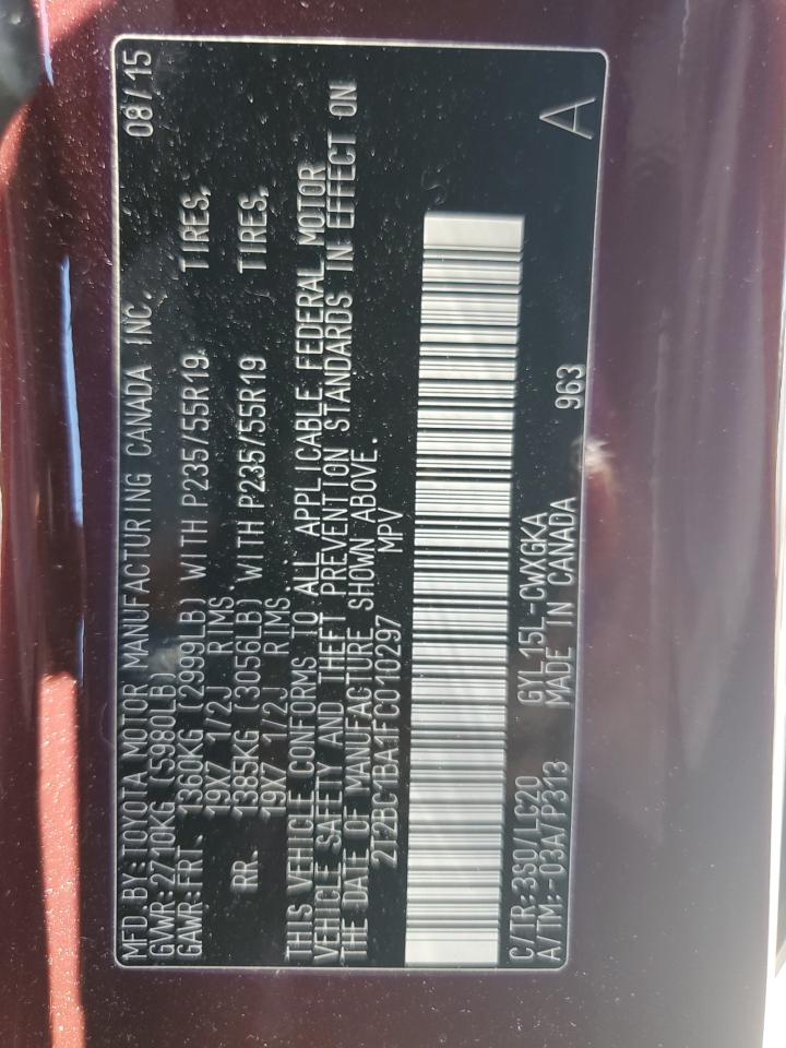 2T2BC1BA1FC010297 2015 Lexus Rx 450H