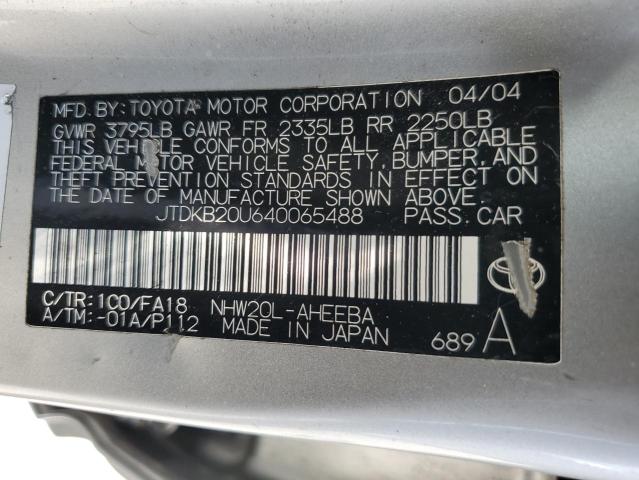 2004 Toyota Prius VIN: JTDKB20U640065488 Lot: 58534114