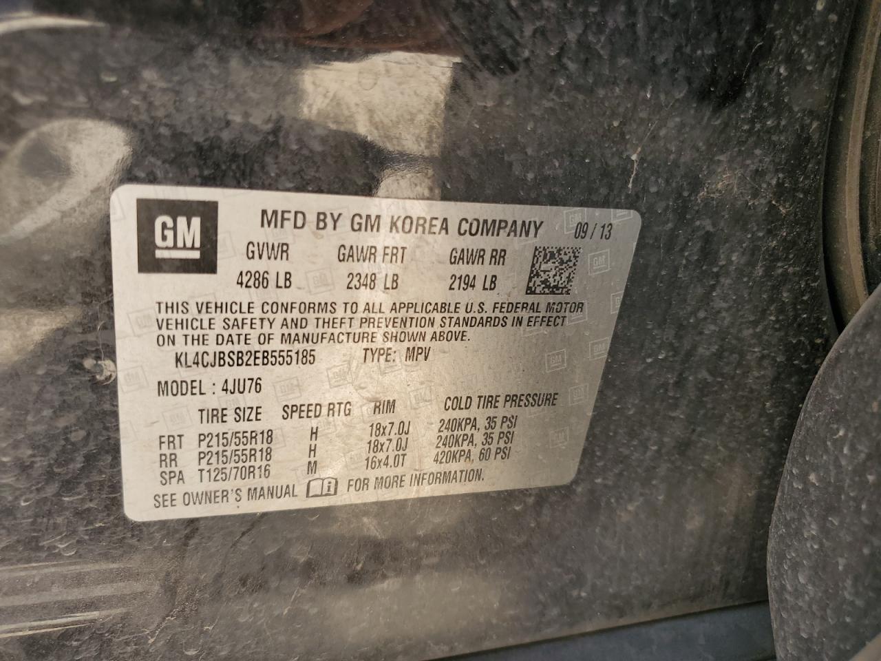 KL4CJBSB2EB555185 2014 Buick Encore Convenience