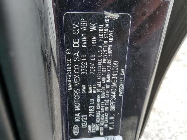 2021 Kia Forte Gt Line VIN: 3KPF34AD1ME341009 Lot: 59242134