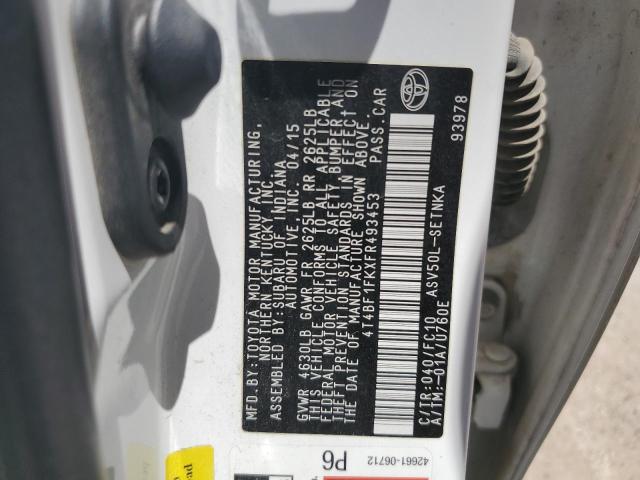 VIN 4T4BF1FKXFR493453 2015 Toyota Camry, LE no.12