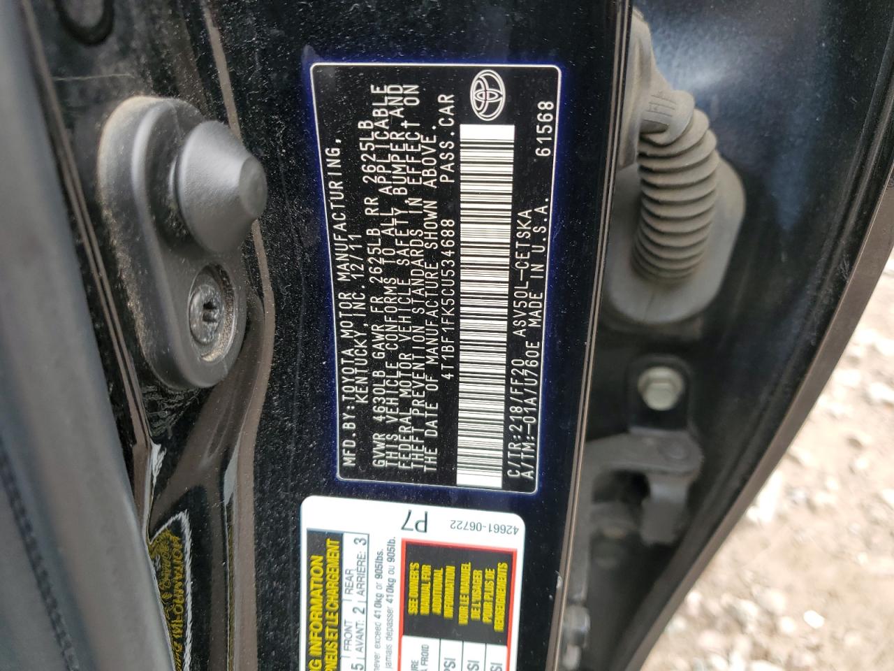 4T1BF1FK5CU534688 2012 Toyota Camry Base