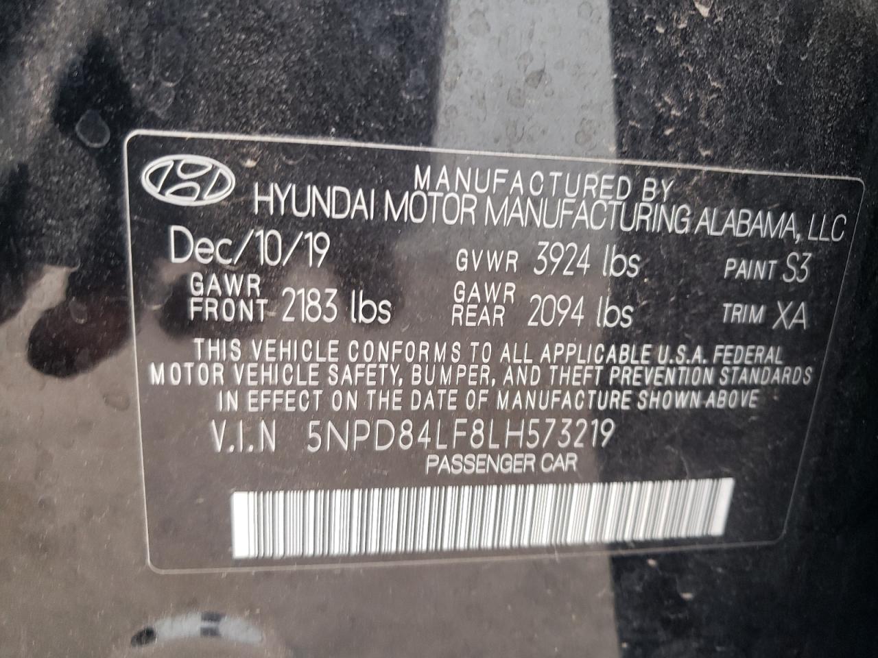 5NPD84LF8LH573219 2020 Hyundai Elantra Sel