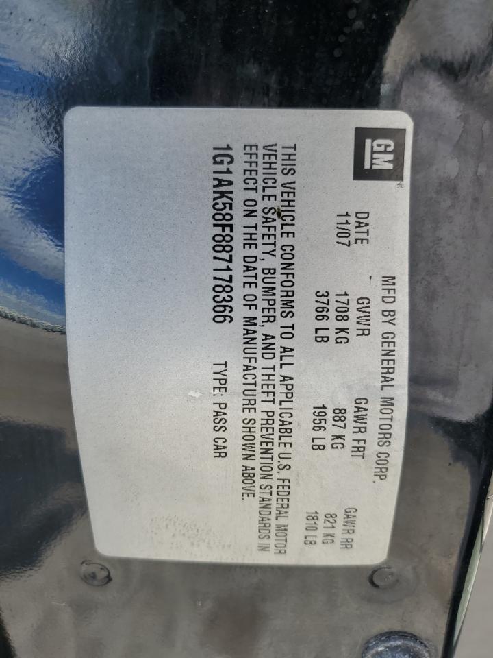 1G1AK58F887178366 2008 Chevrolet Cobalt Ls