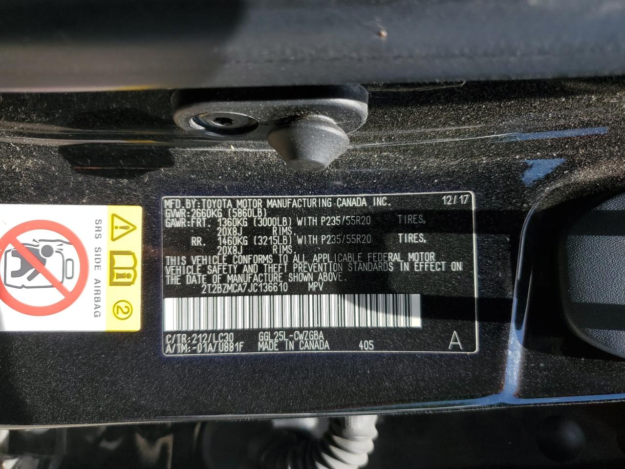 2T2BZMCA7JC136610 2018 Lexus Rx 350 Base