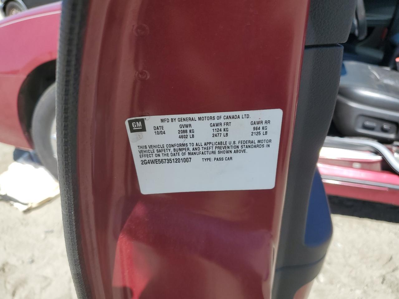 2G4WE567351201007 2005 Buick Lacrosse Cxs