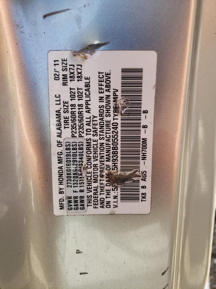 5FNRL5H93BB055240 2011 Honda Odyssey Touring