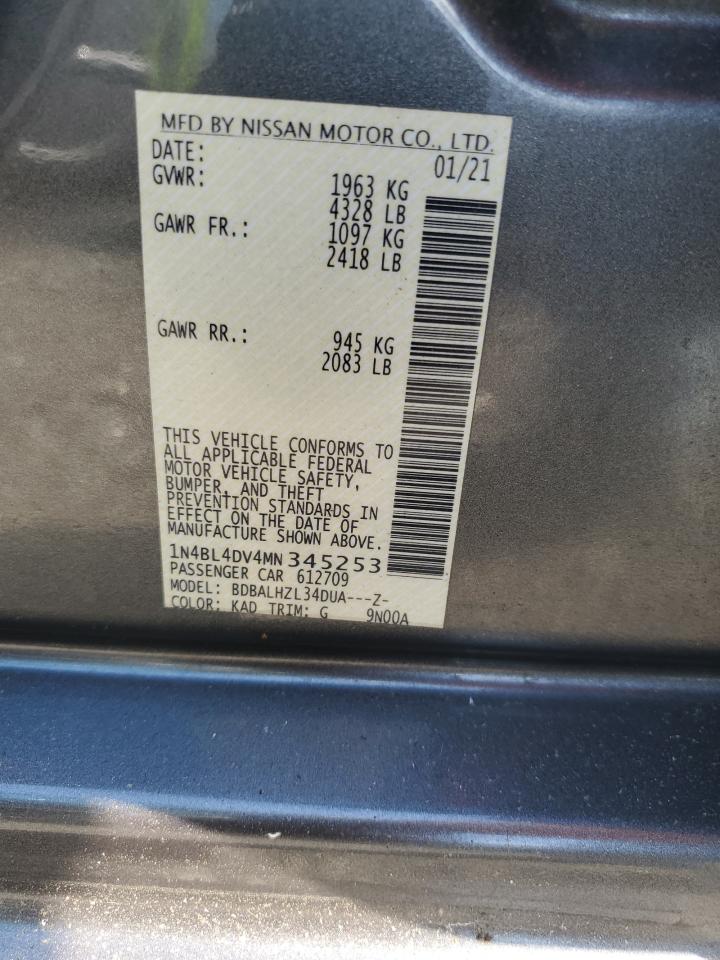 2021 Nissan Altima Sv vin: 1N4BL4DV4MN345253