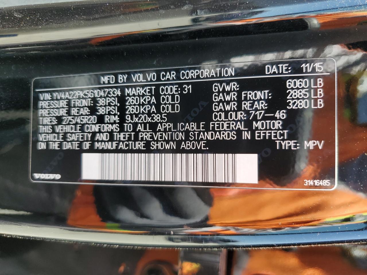 YV4A22PK5G1047334 2016 Volvo Xc90 T6