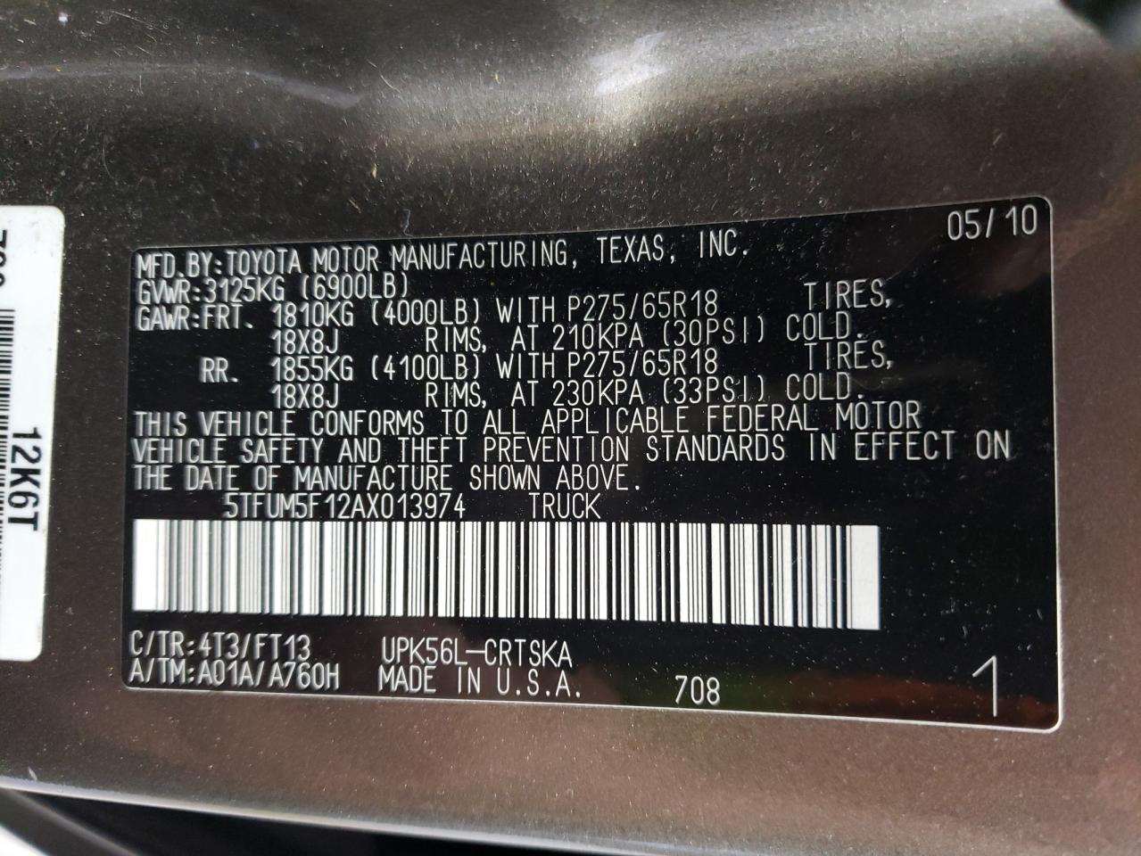 5TFUM5F12AX013974 2010 Toyota Tundra Double Cab Sr5