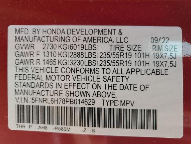 2023 HONDA ODYSSEY SP 5FNRL6H78PB014629