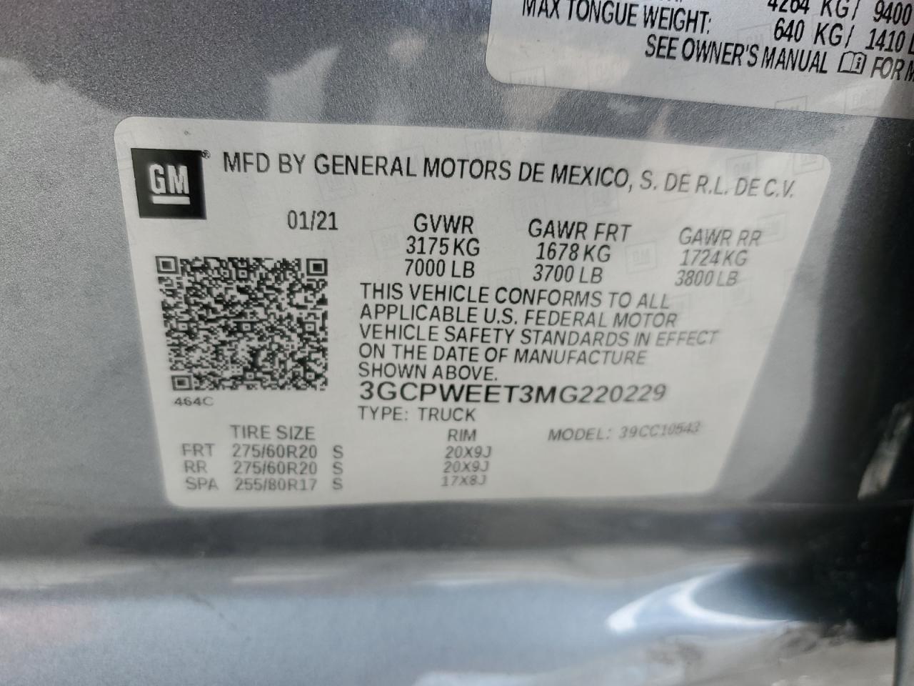 3GCPWEET3MG220229 2021 Chevrolet Silverado C1500 Ltz