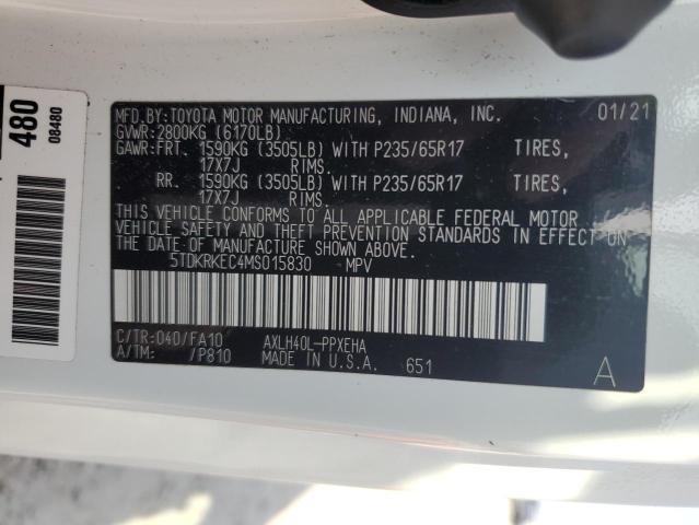 2021 Toyota Sienna Le VIN: 5TDKRKEC4MS015830 Lot: 59671324
