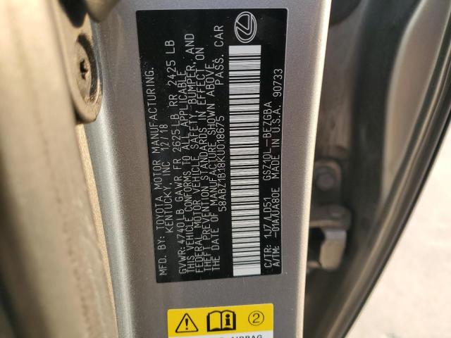 2019 Lexus Es 350 VIN: 58ABZ1B18KU018675 Lot: 58571084