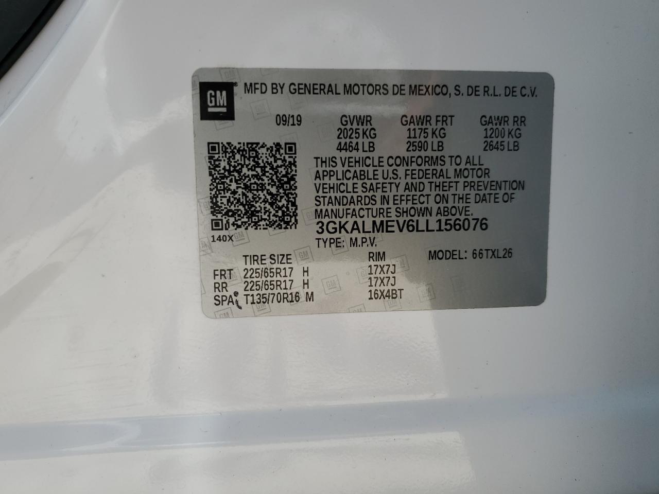 3GKALMEV6LL156076 2020 GMC Terrain Sle