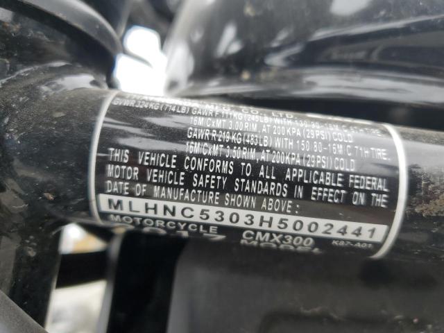 2017 HONDA CMX300 - MLHNC5303H5002441