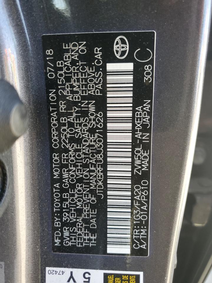 JTDKBRFU8J3071626 2018 Toyota Prius