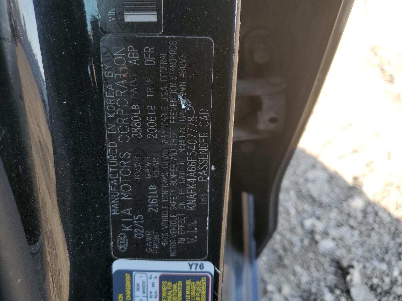 KNAFK4A66F5407778 2015 Kia Forte Lx