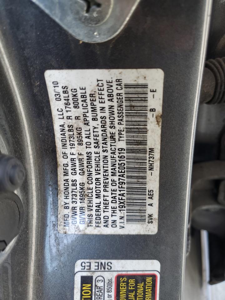 19XFA1F97AE051619 2010 Honda Civic Exl